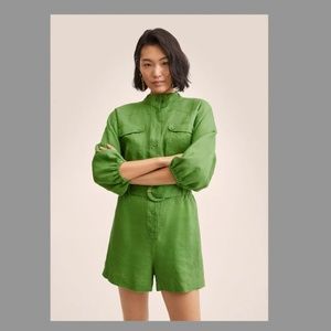 NWT Mango Women's 100% Linen Jumpsuit. SX